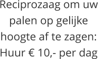 Reciprozaag om uwpalen op gelijkehoogte af te zagen:Huur € 10,- per dag